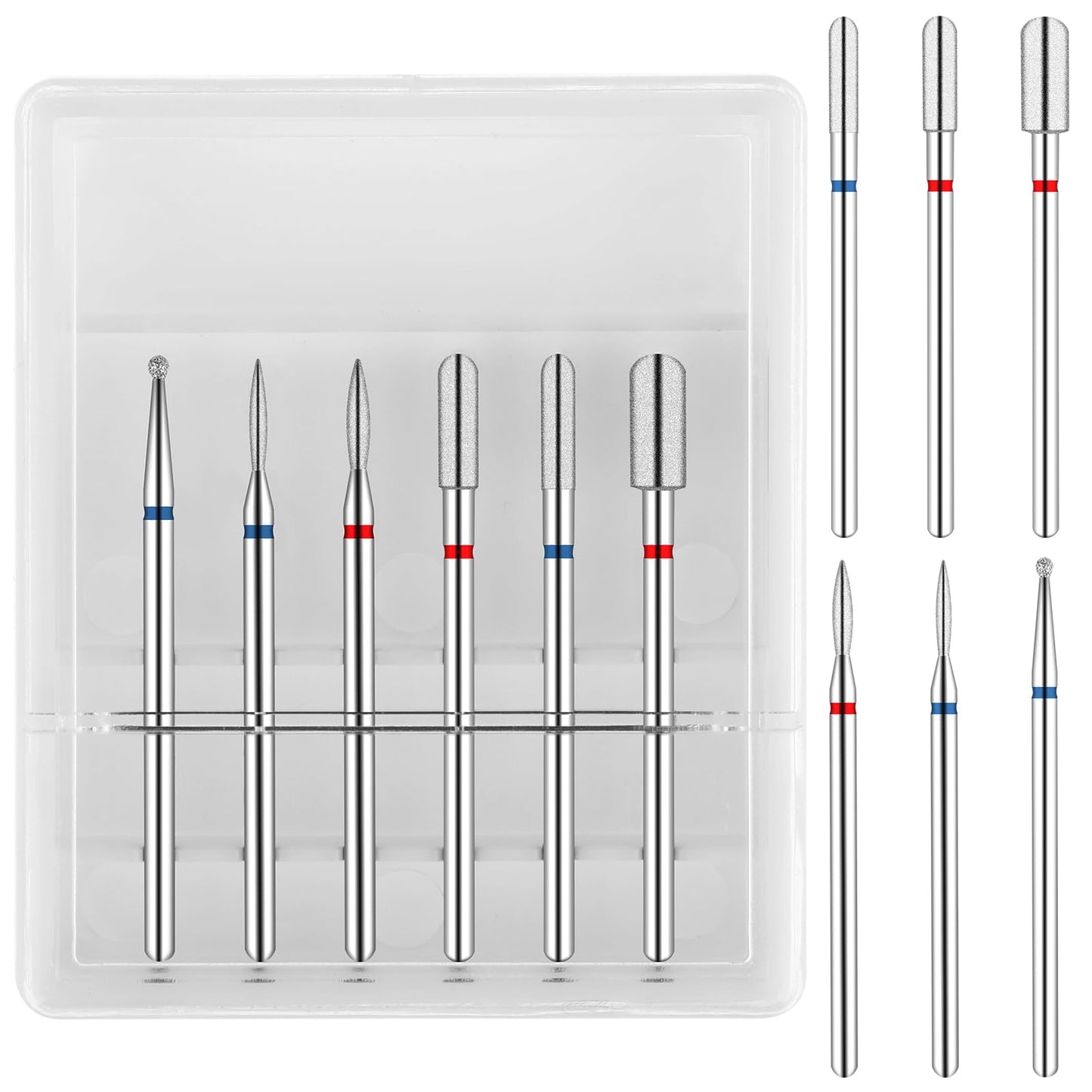 Sibba 6 PCS Nail Drill Bits Set, Russian Manicure Drill Bits, Diamond Cuticle Drill Bit Set for Manicure Nail, Wood, Glass, Plastic, Ceramic