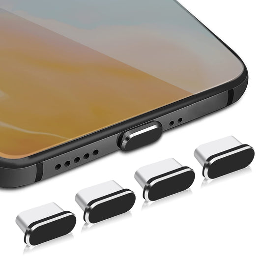 Sibba 4 Pieces Anti Dust Plugs, USB Type C Anti Dust Plugs, Type C Dust Cap Cover Port Plug for Most Smartphones and Micro USB Android Models (Black)