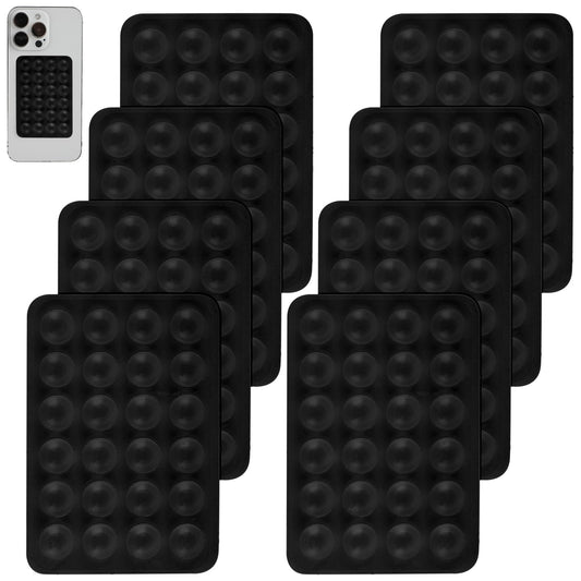 Sibba 8PCS Silicone Suction Phone Case Mount, Non Slip Suction Cup Phone Mount for Selfies and Videos, Hands-Free Phone Accessories Holder, Adhesive Phone Stand Sticky Phone Grip for Cell Phone(Black)