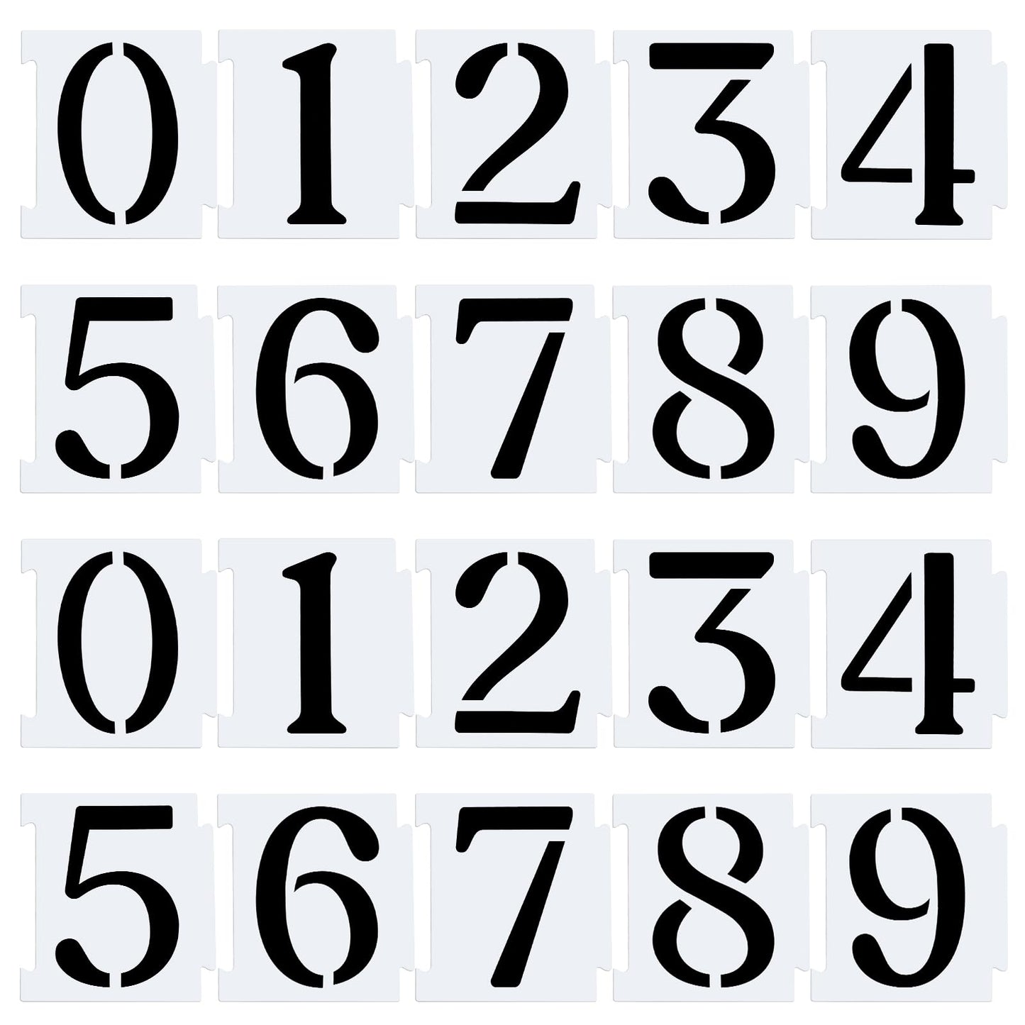 Dimeho 5.12Inch Letter and Number Stencils Curb Stencil Kit 20 Pcs Interlocking 0-9 Address Reusable Mylar Plastic Numbers Stencils for Address Painting on Mailbox Road Wall Wood(5.12×4.33×0.23Inches
