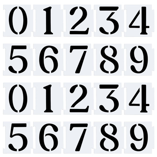 Dimeho 5.12Inch Letter and Number Stencils Curb Stencil Kit 20 Pcs Interlocking 0-9 Address Reusable Mylar Plastic Numbers Stencils for Address Painting on Mailbox Road Wall Wood(5.12×4.33×0.23Inches