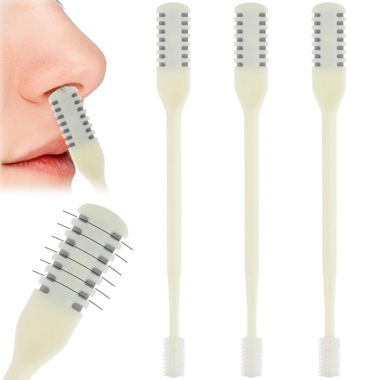 COMNICO Nasal Hair Cutter with Ear Picker, 3 Pcs Double Sided Nose Hair Knife 2-in-1 Nose Manual Nose Hair Trimmer Portable 360 Degree Rotating Nasal Hair Razor Cutter for Women Men