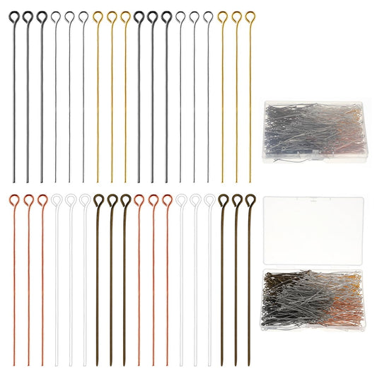 600 Pcs Flat Eye Pins 2 Inch Jewelry Making Pins Head Open Straight Eye Pins Metal Ball Pins Findings for DIY Crafts Necklaces Bracelets Earrings Pendant Accessories Supplies