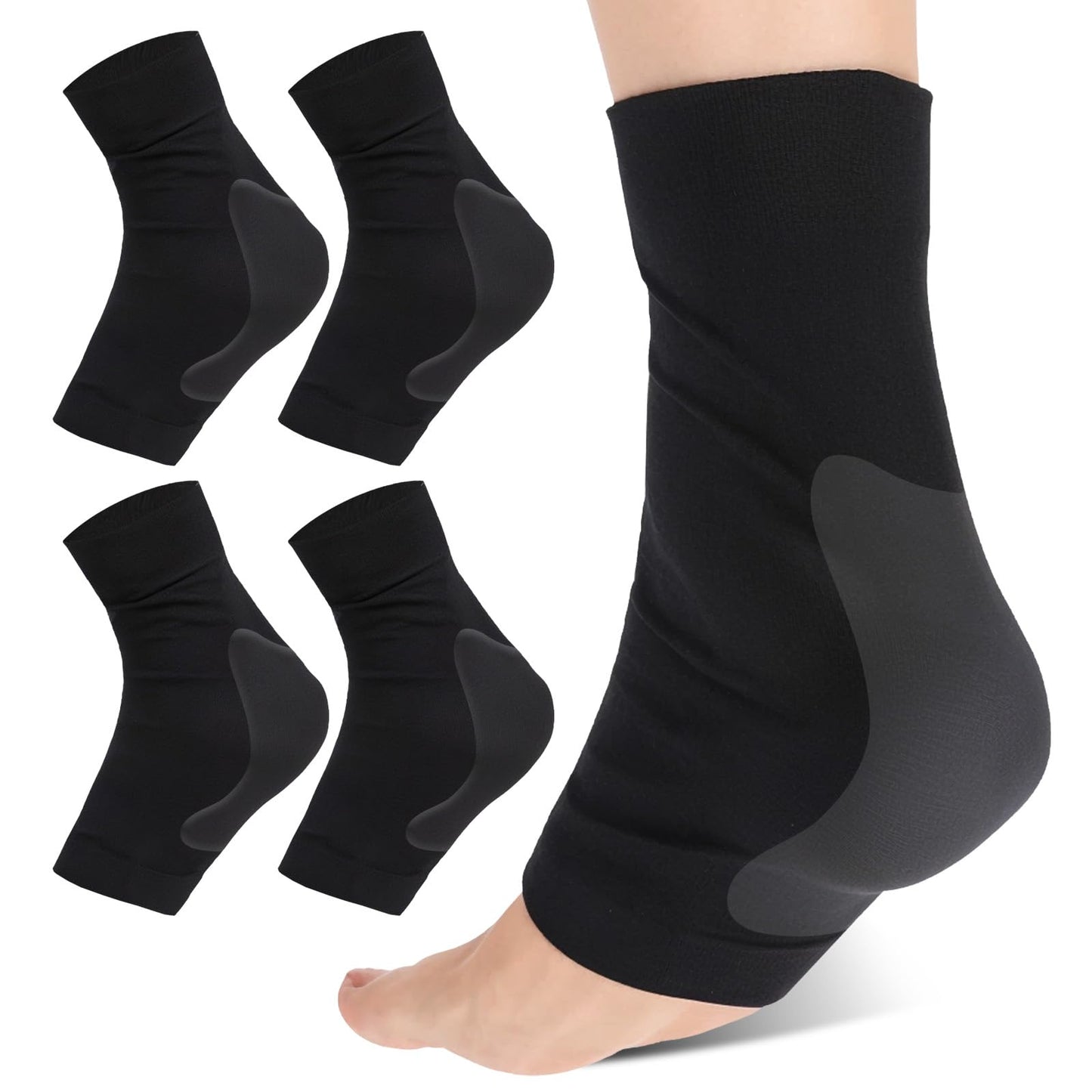 Hpmjz 2 Pcs Achilles Tendon Heel Protector Compression Padded Sleeve Socks Gel Heel Sock Open Toe Сompression Sock Ankle Support Socks for Women Men Everyday Use Front Foot Shin Achilles Tendon Heels