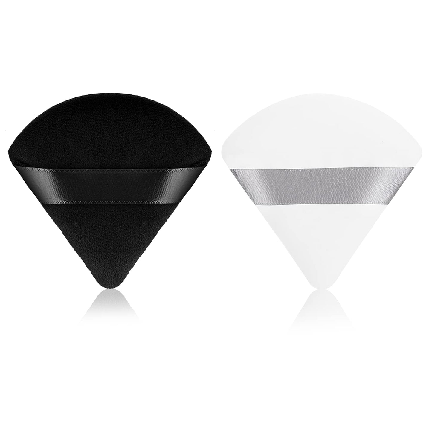 Sibba Triangle Powder Puffs Face Cosmetic Powder Puff Washable Reusable Soft Plush Powder Sponge Makeup Foundation Sponge for Face Body Loose Powder Wet Dry Makeup Tool (2Pcs Black&White)