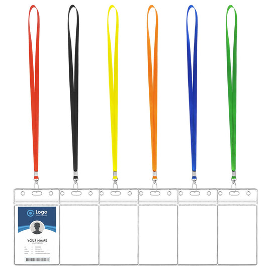 Dimeho 6 Pack Cruise Lanyard with ID Card Holder Durable Colorful Lanyards with Waterproof Clear Badge Sleeves Transparent Name Tag Holder for Ship Carnival Sail Volunteer(Colorful)