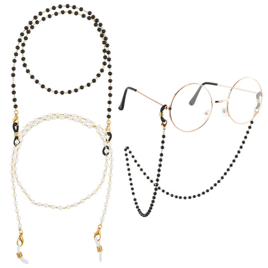 Sibba Glasses Strap Holder 2PCS Eyeglasses Eyeglass Frames Eye Holders Neck Chain Elegant Beaded Chains Hang Mask Lanyard Stylish Necklace Eyewear Retainer Sunglasses String Reading Goth()