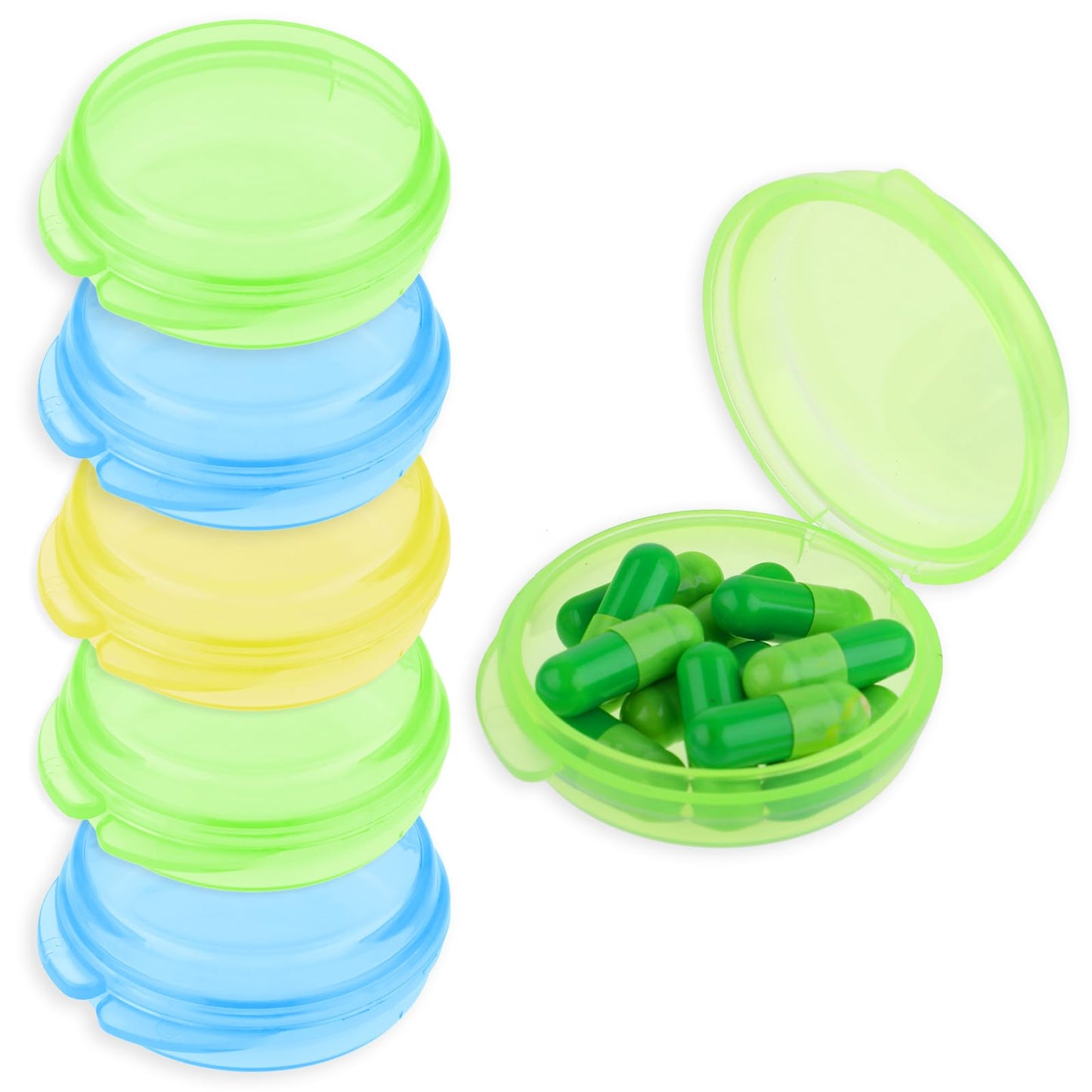 COMNICO Small Pill Organizer Box, 5 Packs Cute Portable Travel Pill Box Mini Pill Container Medicine Storage Case Holder for Pocket Purse Fish Oil Storage Box