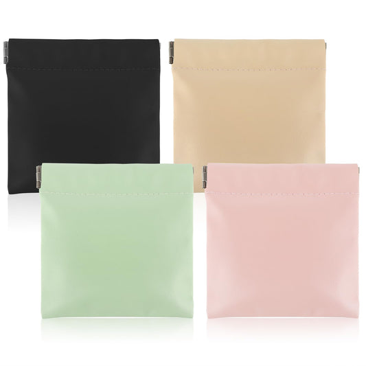 COMNICO Small Makeup Bag for Purse, 4 PCS Waterproof Mini Portable Cosmetic Bags PU Leather Coin Purse Travel Kit Storage Pouch for Women Cosmetics Jewelry