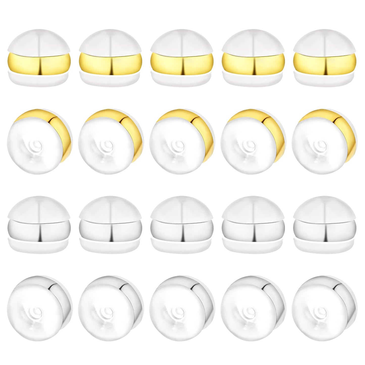 20 Pcs Silicone Earring Backs, Soft Clear Ear Back Hypoallergenic Safety Back Pads, Ear Care Products for Torn Stretched Ear Stoppers Replacement Kits for Fish Hook Earring Studs Hoops