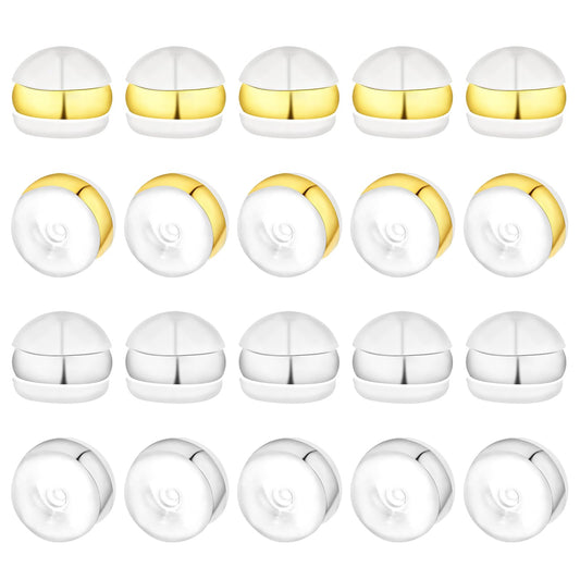 20 Pcs Silicone Earring Backs, Soft Clear Ear Back Hypoallergenic Safety Back Pads, Ear Care Products for Torn Stretched Ear Stoppers Replacement Kits for Fish Hook Earring Studs Hoops