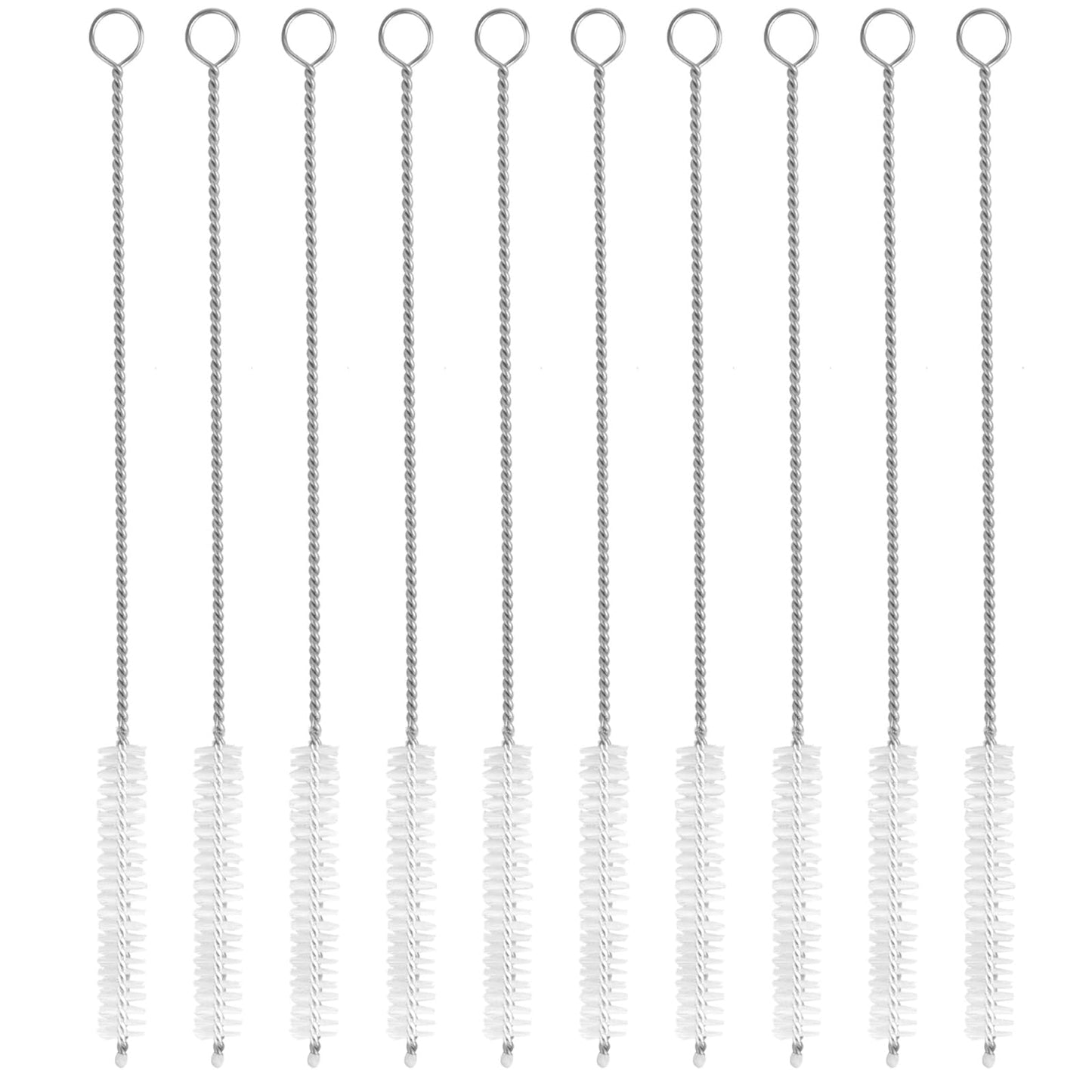 COMNICO 10 Pack Straw Cleaner Brush Extra Long 12 Inches Stainless Steel Handle Nylon Wire Bristles Bottle Brush Straw Cleaner Set for Washing Glass Silicone Metal Straw Teapot Spout Milk Bottle