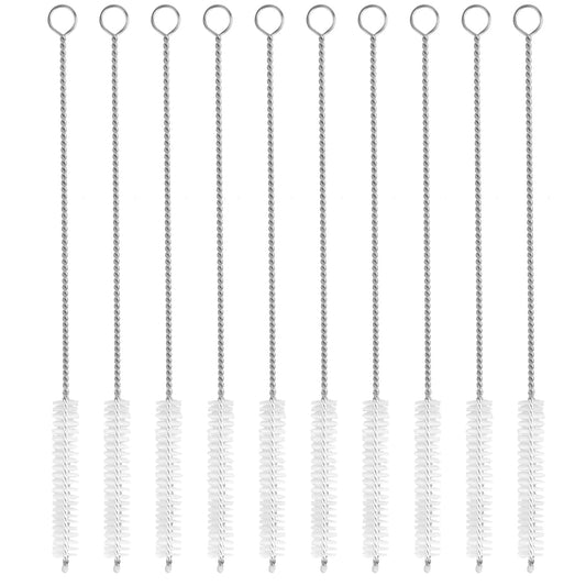 COMNICO 10 Pack Straw Cleaner Brush Extra Long 12 Inches Stainless Steel Handle Nylon Wire Bristles Bottle Brush Straw Cleaner Set for Washing Glass Silicone Metal Straw Teapot Spout Milk Bottle