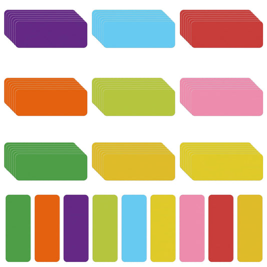 COMNICO Name Tag Stickers, 54 Pcs 9 Colors Name Plates Labels Waterproof Reusable Write-On Name Badge Tag Labels self-Adhesive Nametags Stickers for Home Office School Refrigerator Lockers