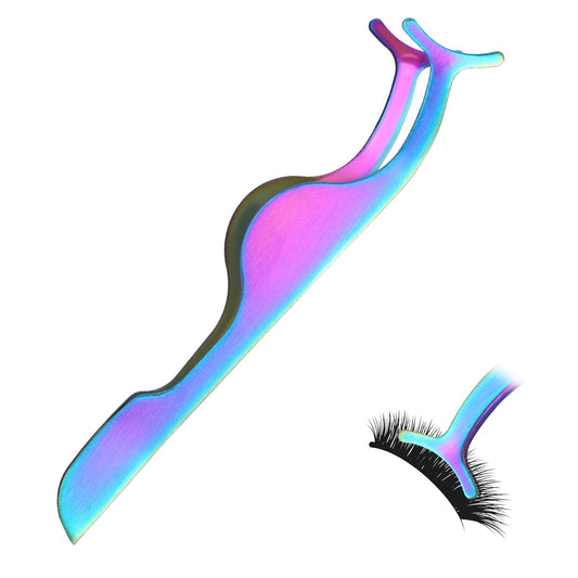 Sibba Eyelash Tweezers Applicator 1 Piece Stainless Curved Tip Fish Tail False Eyelashes Clip Lashes Extension Separation Curler Holder Applicator and Removal Nipper