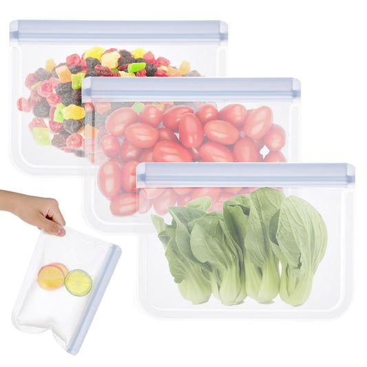 COMNICO Reusable Sandwich Bags 3 Pcs Thick Leakproof Freezer Silicone Bag Storage Lunch Bags Home Food Organization Containers for Marinate Meats Veggies Sandwich