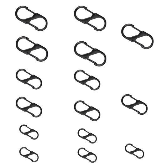 COMNICO 15pcs Anti Theft Zipper Clips Alloy Dual Spring Zipper Pull Locks S Shaped Carabiner Detachable Theft Deterrent Zipper Replacement Slider for Handbags Purse (Black)