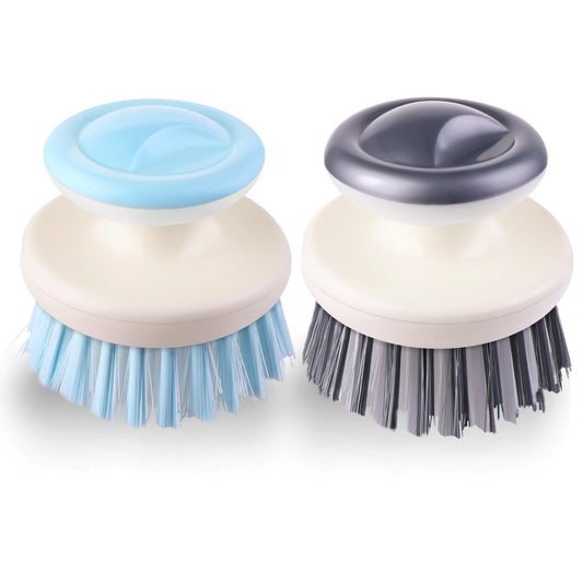Sibba 2 PCS Dish Brushes, Scrub Brush with Handle, Kitchen Scrub Brush for Cleaning, Multi-Functional Dish Cleaning Brush for Bowl, Sink, Pot, Pan & Vegetable(Grey & Blue)