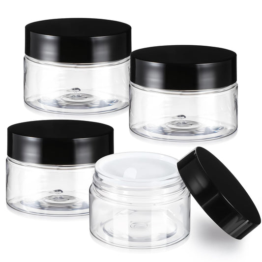 Wanmu Pack of 4 Containers, 30 ml Plastic Cream Jars for Filling Lip Balm Containers Cream Jars Ointment Containers Cream Container Empty Container for Cosmetics Cream Candles Lotions