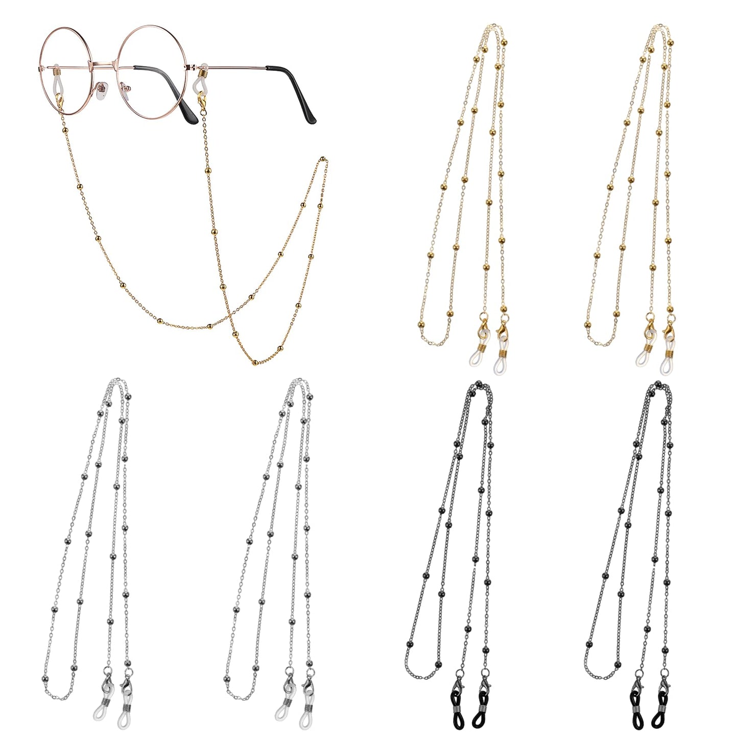 Hpmjz 6Pcs Glasses Strap Beaded Eyeglass Chains Women Eyewear Retainer Chain Eye Glass Holders Necklaces String Sunglasses Strap Holders around Neck for Women Stylish Colorful