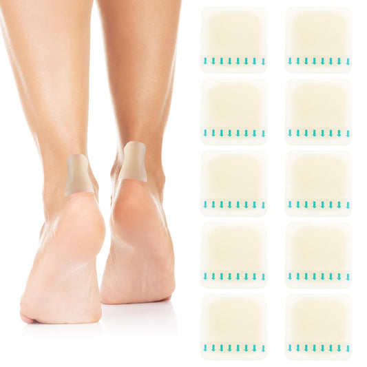 Sibba Blister Plasters 10 Pcs Heel Pads Feet Cushions Waterproof Bunions Patch Self Sticky Patch Hydrocolloid Bandages Portable Bandage Pad Fit Foot Care, Toe, Grind Feet, Travel, Sport