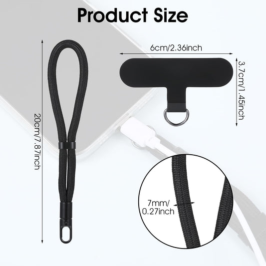 Wanmu Cell Phone Lanyard, Adjustable Phone Wrist Strap, Multifuctional Patch Wrist Lanyards for Most Smartphones, Black, 1 Count (Pack of 1)