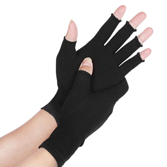 Sibba Arthritis Compression Gloves, Compression Fingerless Glove for RSI, Carpal Tunnel, Rheumatiod, Tendonitis, Hand Pain, Computer Typing (Black)