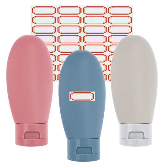 Sibba 3Pcs Travel Bottles, Leak Proof Travel Size Container for Toiletries, Squeezable Travel Accessories for Shampoo Conditioner Lotion Body Wash