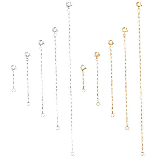 Dimeho 10 Pcs Necklace Extender Durable Strong Bracelet Chain Silver Gold Color Extention for Women Jewelry Making Anklet Key Chain 1", 2", 3", 4", 6" Long