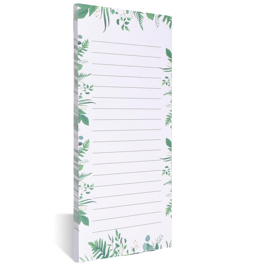 Sibba 60 Sheets Grocery List Magnetic Notepad for Refrigerator, Floral Greenery Shopping List Minimalistic Memo Note Pad with Pen Clip for Fridge, Gift for Coworkers Kitchen(2.3×7.5 Inches)