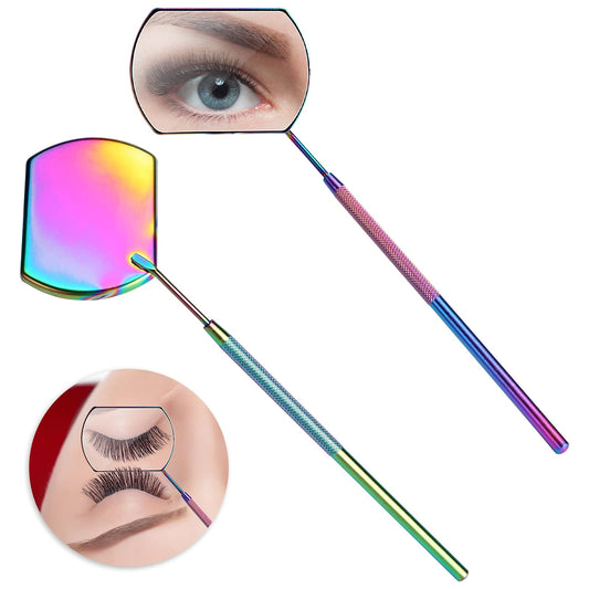 Sibba Square Lash Mirror Potable Eyelash Extensions Accessories Supplies 1 Piece Stainless Detachable Eyelash Mirror Multi-functional Mouth Examination Mirror (Rainbow Color)