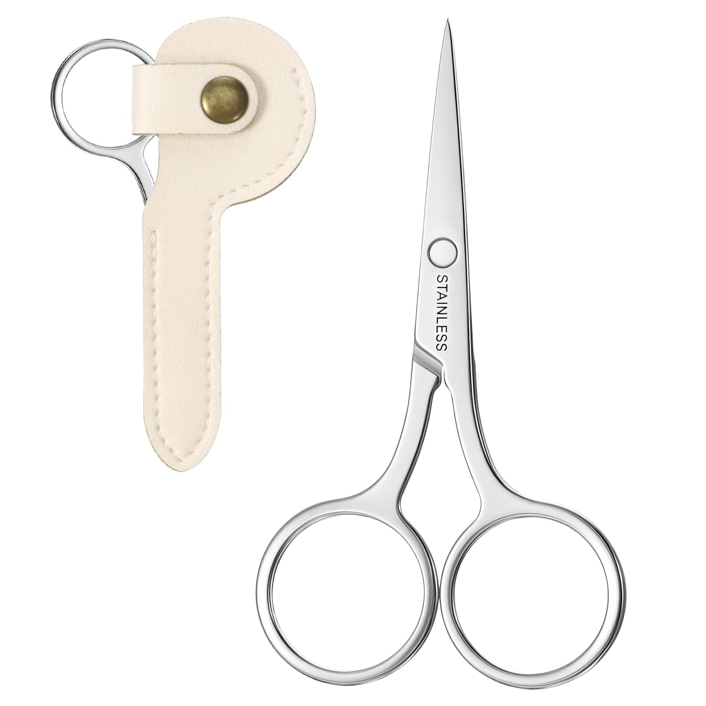 Qianyu Pack of 2 Stainless Steel Eyebrow Scissors, Manicure Scissors, Beard Scissors, Professional Nose Hair Scissors, Facial Hair Removal, Cuticle Cutter, Stainless Steel Scissors for Hair, Nose
