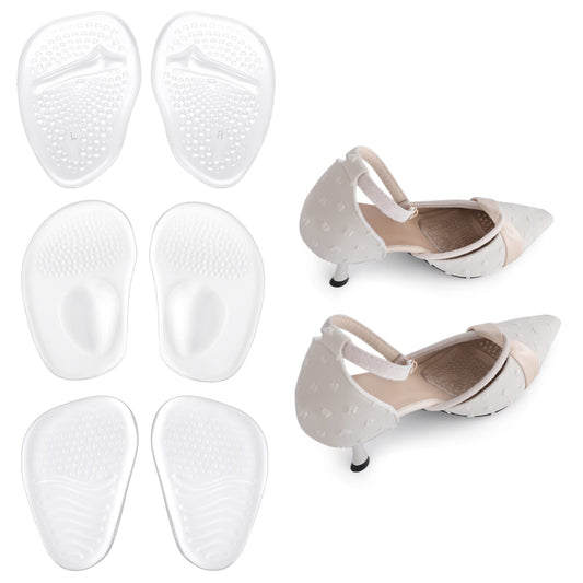 Sibba 3 Pairs Gel High Heel Cushion Pads Metatarsal Pads Clear Gel Arch Support Prevention Callus Metatarsalgia Pain Insoles Fasciitis Forefoot Cushioning Orthotic Insoles Shoe Inserts for Women Men