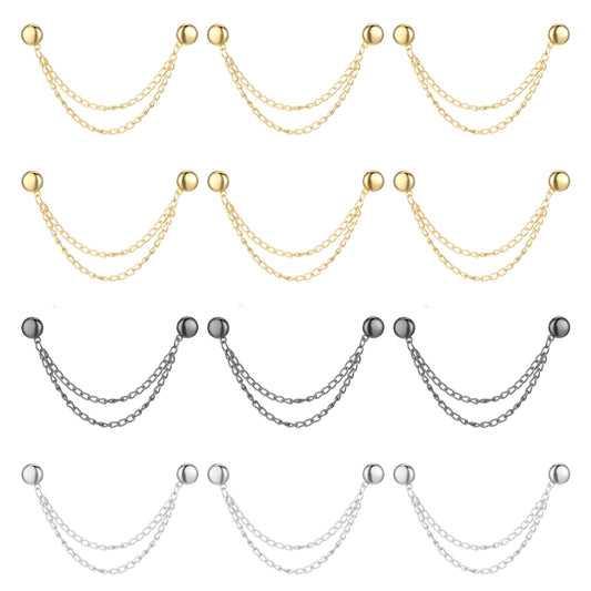 12 Pcs Magnet Clothing Pins Multi-Function Magnetic Clothing Clips Metal Strong Magnet Pins Pinless Button Clips Chain Pant Waist Tightener for Fixing Hijab Clothes Pants Legs Sleeves Hem