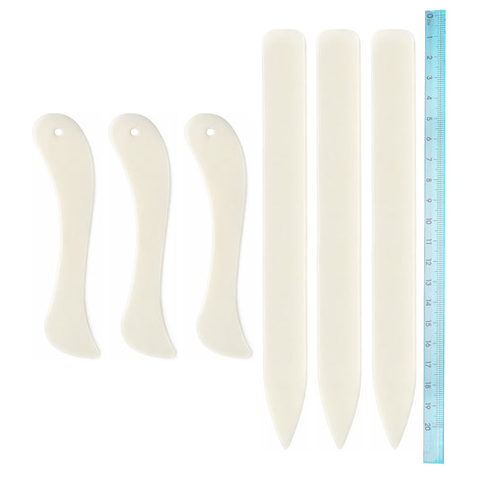 Sibba 6 Pcs Bone Folders with a Ruler, Paper Creaser Tool Paper Scorer, Book Binding Materials, Folding Bookbinding Tool for Folding Scoring Creasing Origami Scrapbooking