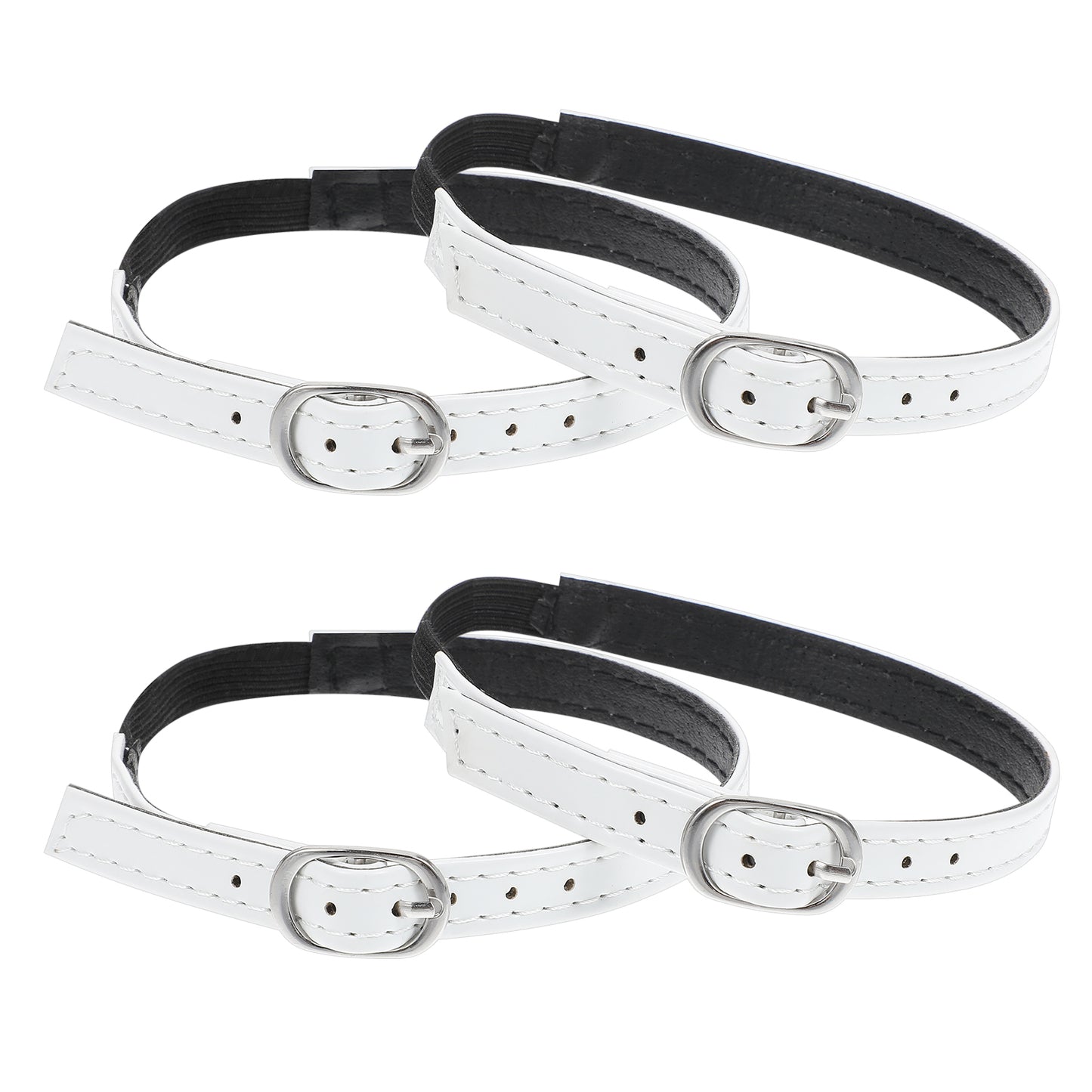 COMNICO 2 Pairs Shoe Straps Detachable PU Leather Ankle Straps Adjustable High Heels Anti-loose Shoelaces with Buckle for Lady Women Girls Holding Loose Heels Pumps(White)