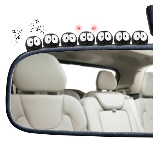 45Pcs Cute Soot Sprites, Automotive Interior Decoration Rearview Mirror Accessories for Car Rearview Mirror and Dashboard Ornament Cute Anime Decor for Home Office Funny Ornament Gifts(Black)
