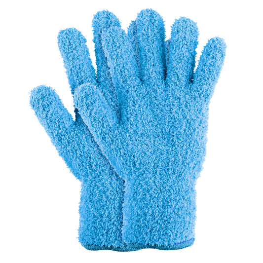 Sibba 2pcs Dusting Mitt Gloves Microfiber Auto Household Cleaning Mittens Cloth Coral Fleece Reusable Washable Gloves for Men Women Kitchen House Blinds Plants Windows Mirrors Lamps Car Washing (Blue)