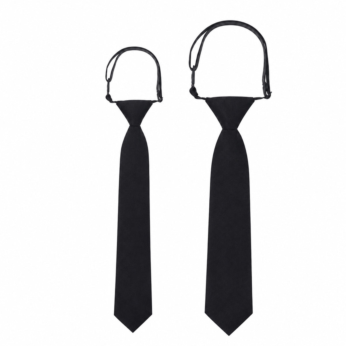 Heclia 2Pcs Pre Tied Adjustable Necktie Black Tie for Boy Girl 12-14 Years