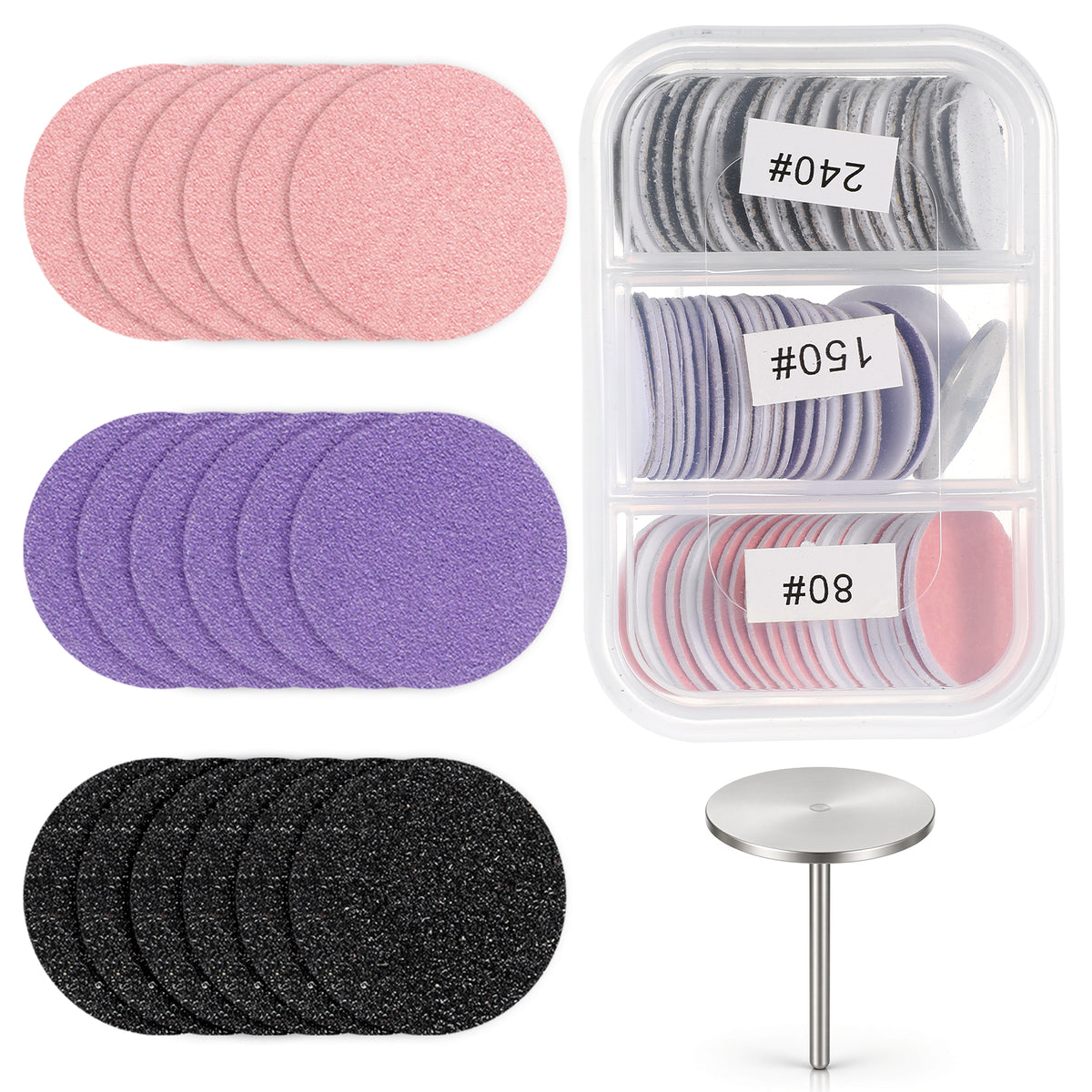 YUXIANLB 120 Pc Sanding Paper Discs, Foot File Discs with Metal Nail Drill
