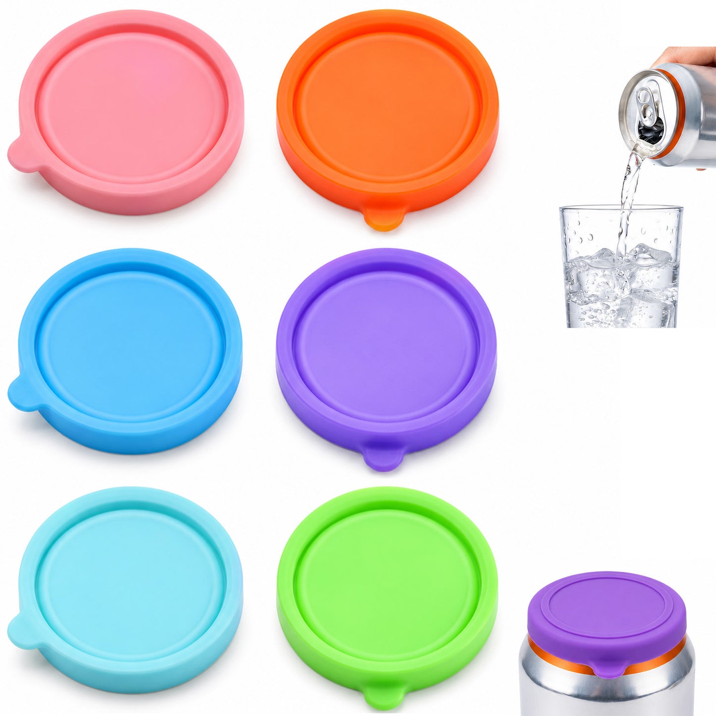 ElevateTech Soda Can Lids, 6 Pcs Reusable Silicone Soda Can Cover