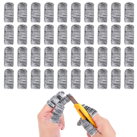 Wanmu 40 Pcs Cut Resistant Finger Cots, Reusable Anti-Cut Fingertip Covers Finger Tips Protector Gloves, Breathable Thumb Finger Bed Guards Sleeves for Kitchen Food Cutting Sculpture Work Supplies