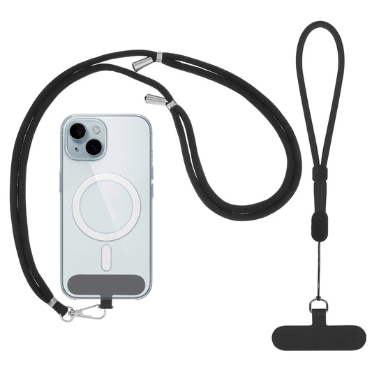 Wanmu Cell Phone Lanyard with 2 Phone Tabs, 1 Wrist Strap and 1 Adjustable Neck Strap, Universal Multifunctional Patch Lanyards Compatible with Most Smartphones