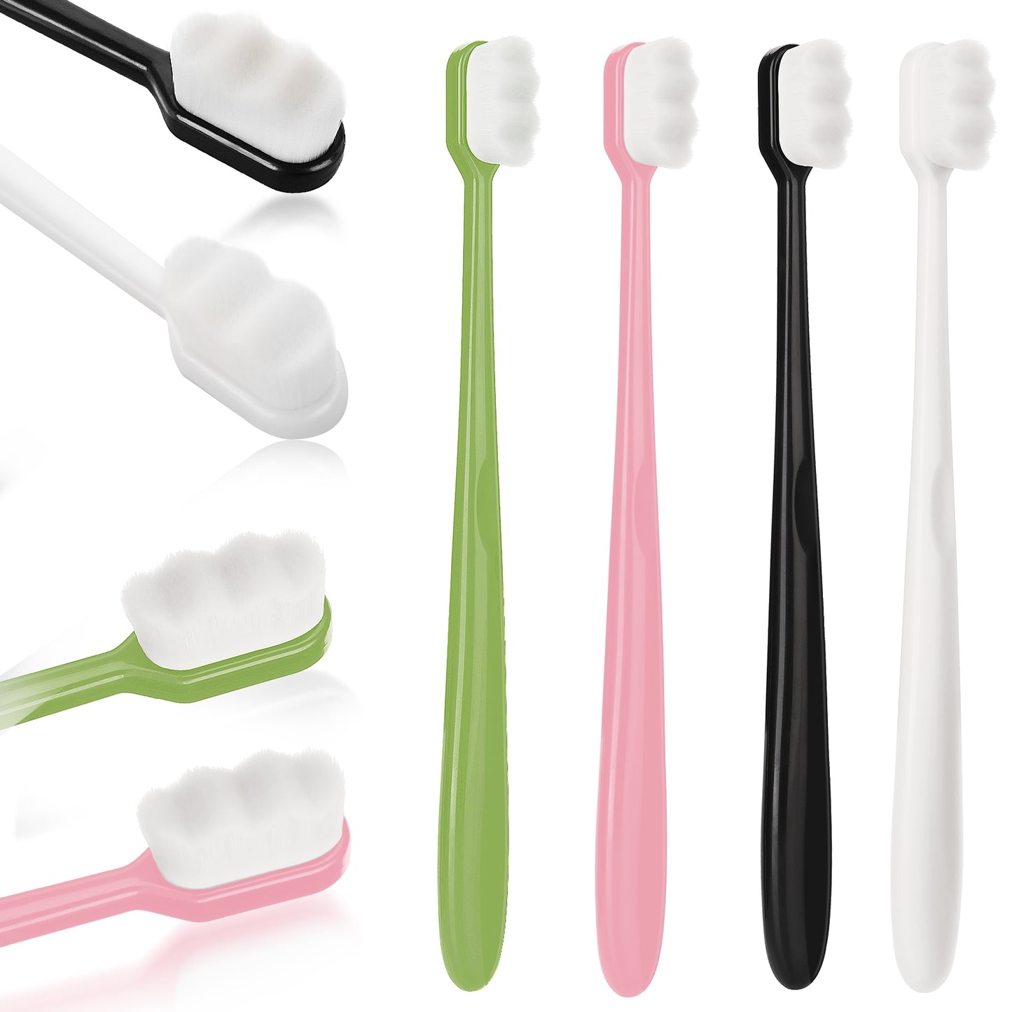 WLLHYF 4 PCS Extra Soft Toothbrush Micro Nano Toothbrushes with 20000 Bristles Sterile Fiber Adult Toothbrush Painless Brushing for Sensitive Teeth Oral Recession Adult Kid Children