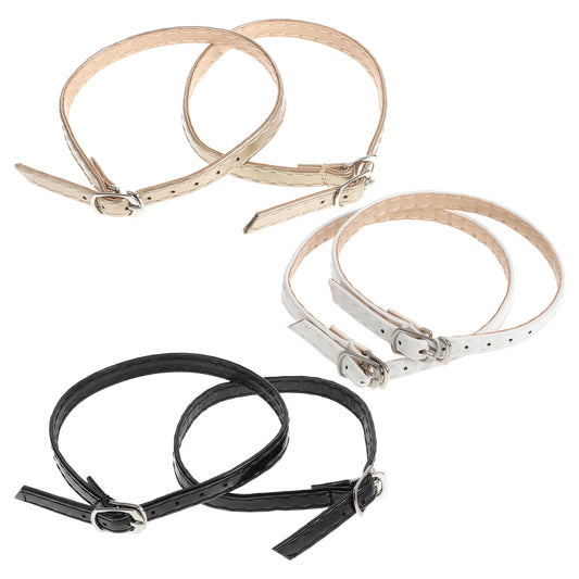 COMNICO Shoe Ankle Straps, 6 Pcs High Heels Shoe Straps Elastic Adjustable Shoes Belt Band Leather Replacement High Heel Strap Shoelace Accessories for Women Girls Heels Holding, Black, Gold, White,