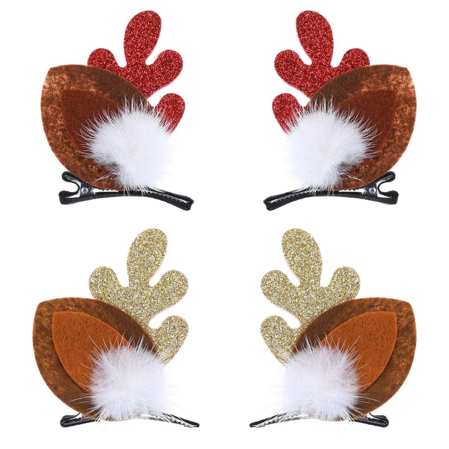 2 Pairs Cute Reindeer Antlers Hair Clips Christmas Hairpin Hair Accessories