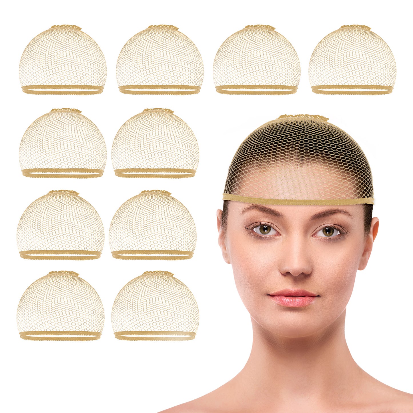 Dimeho 10 PCS Wig Caps Fishnet Wig Cap Closed End Weaving Hair Net Liner Black Hair Mesh Wigs Cap Stretchable Sleeping Hairnet Snoods Wrap Bonnets for Women Men Long Thick Ballet