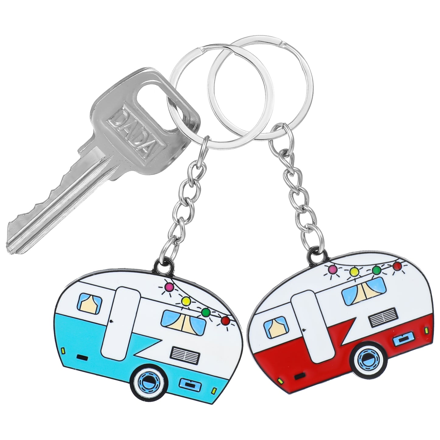 Wanmu 2Pcs Camper Keychain, Happy Camper Keyring, Cool Gifts for RV Owners, Camping Gifts for Couples Camping Accessories