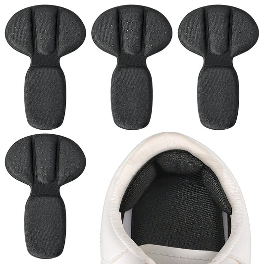 Wanmu 2 Pairs Back of Heel Cushion Pads, Soft Sponge Heel Protectors Grips for Women Men Boot, Reusable Mesh Adhesive Heels Guards Liners Inserts for Loose Shoes Too Big, Anti-Blister (Black)
