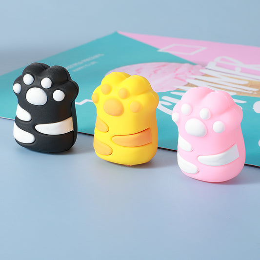 Sibba 3 Pcs Cute Pencil Sharpener Cartoon Cat Claw Pencil Sharpener Manual Paw Pencil Sharpener Handheld Writing Correction Supplies Reusable Fun Stationery for Office Home